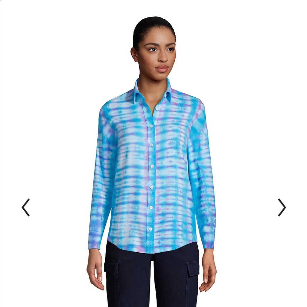 Lands End tie-dye button down shirt